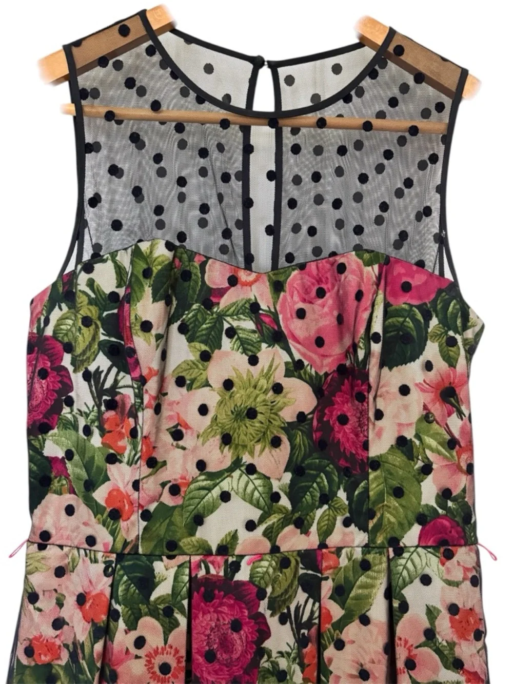 Eliza J Floral & Polka Dot Mesh Overlay Fit & Flare Party Dress 10 - Picture 3 of 8